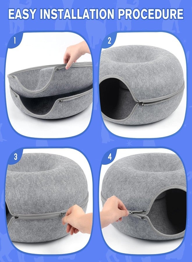 Shrevi Cat Tunnel Bed - 2-in-1 Collapsible Cat Tunnel with Cozy Sleeping Bed, Interactive Pet Play Tunnel Toy for Cats, Kittens & Small Pets for Cats up to 20" x 20" x 8", Light Grey - Image 4
